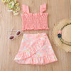 3-24M Baby Girl Outfit Sets Pleated Suspender Print Irregular Fungus Edge Wholesale Baby Clothes - PrettyKid