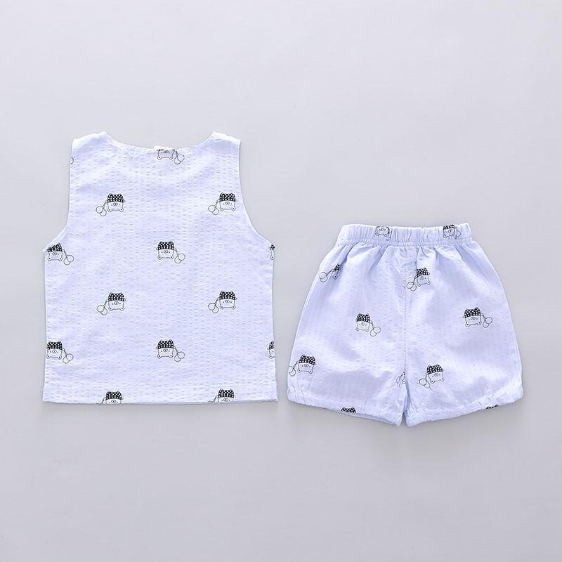 Grow Boy Lovely Bear Ribbed Short Suit - PrettyKid