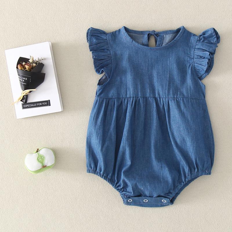 Baby Unisex 1 Pieces Solid Pattern Summer Bodysuit - PrettyKid