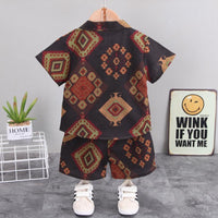 Toddler Boy Geometric Pattern Shirt Suit - PrettyKid