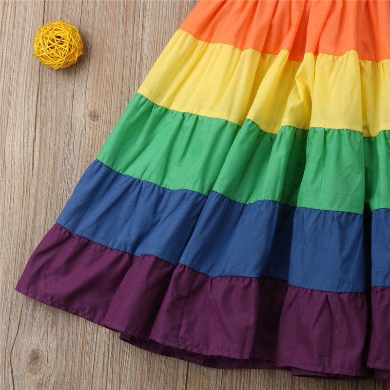 Girls Suspenders Rainbow Dress - PrettyKid