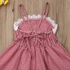 Toddler Girls Plaid Love Tutu Cake Skirt Suspender Lace Dress - PrettyKid