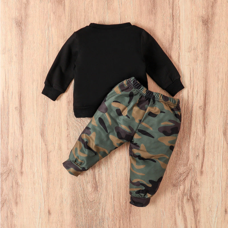 Toddler Boys Round Neck Pocket Camouflage Patchwork Long Sleeve Suit - PrettyKid