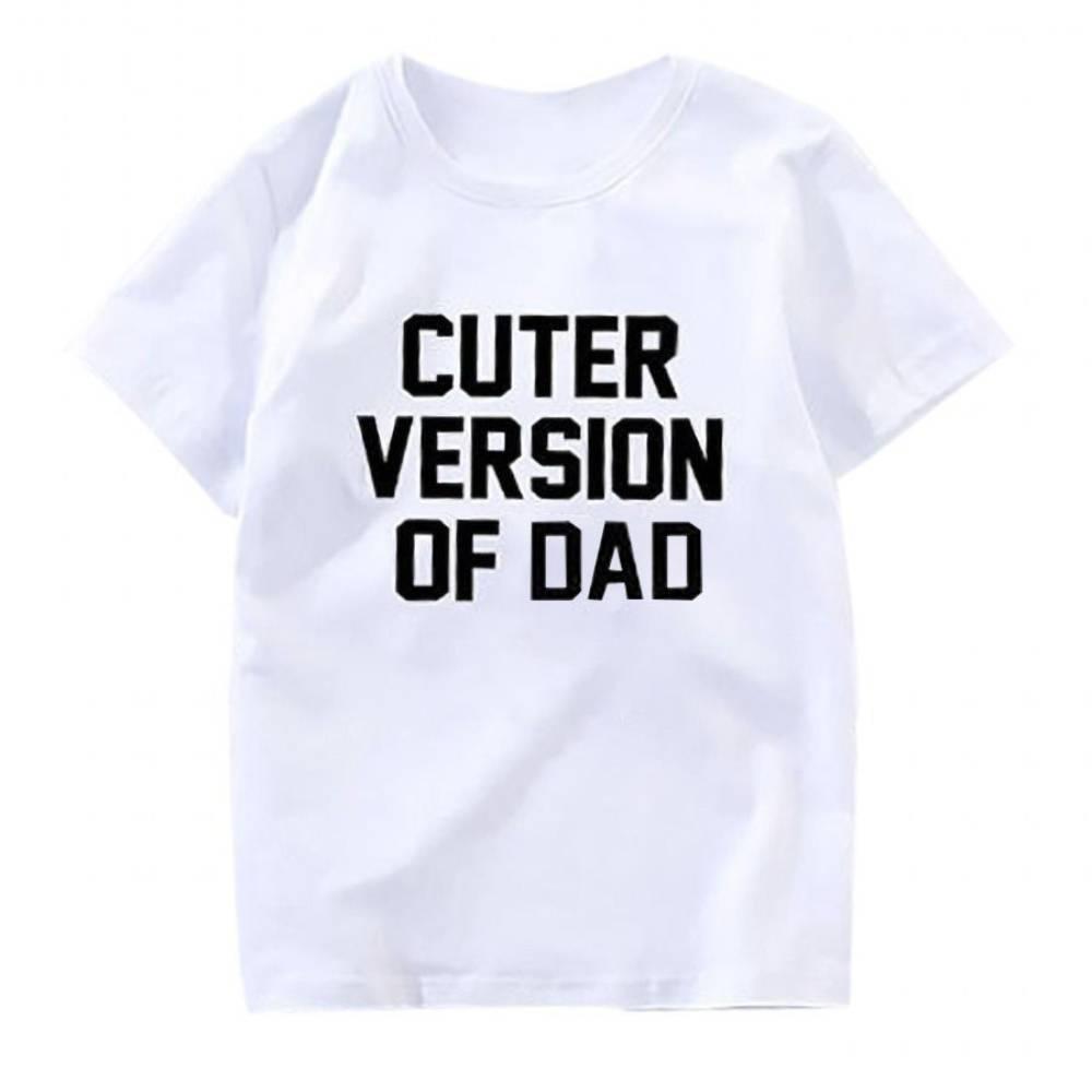 COTTNBABY Letter Print Cuter Version of Dad Mama White T-shirt - PrettyKid