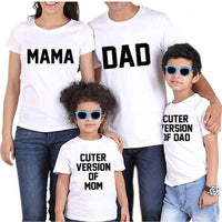 COTTNBABY Letter Print Cuter Version of Dad Mama White T-shirt - PrettyKid