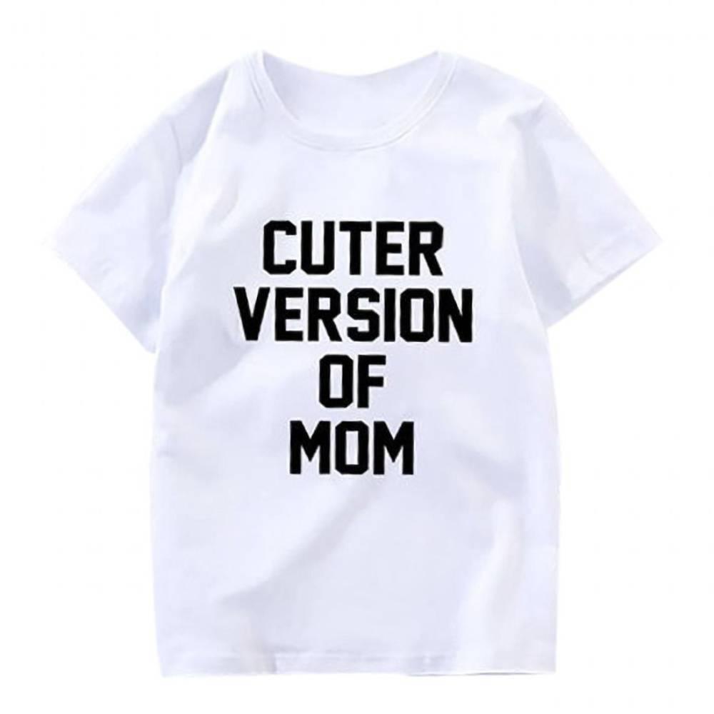 COTTNBABY Letter Print Cuter Version of Dad Mama White T-shirt - PrettyKid