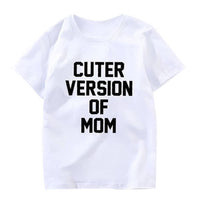COTTNBABY Letter Print Cuter Version of Dad Mama White T-shirt - PrettyKid