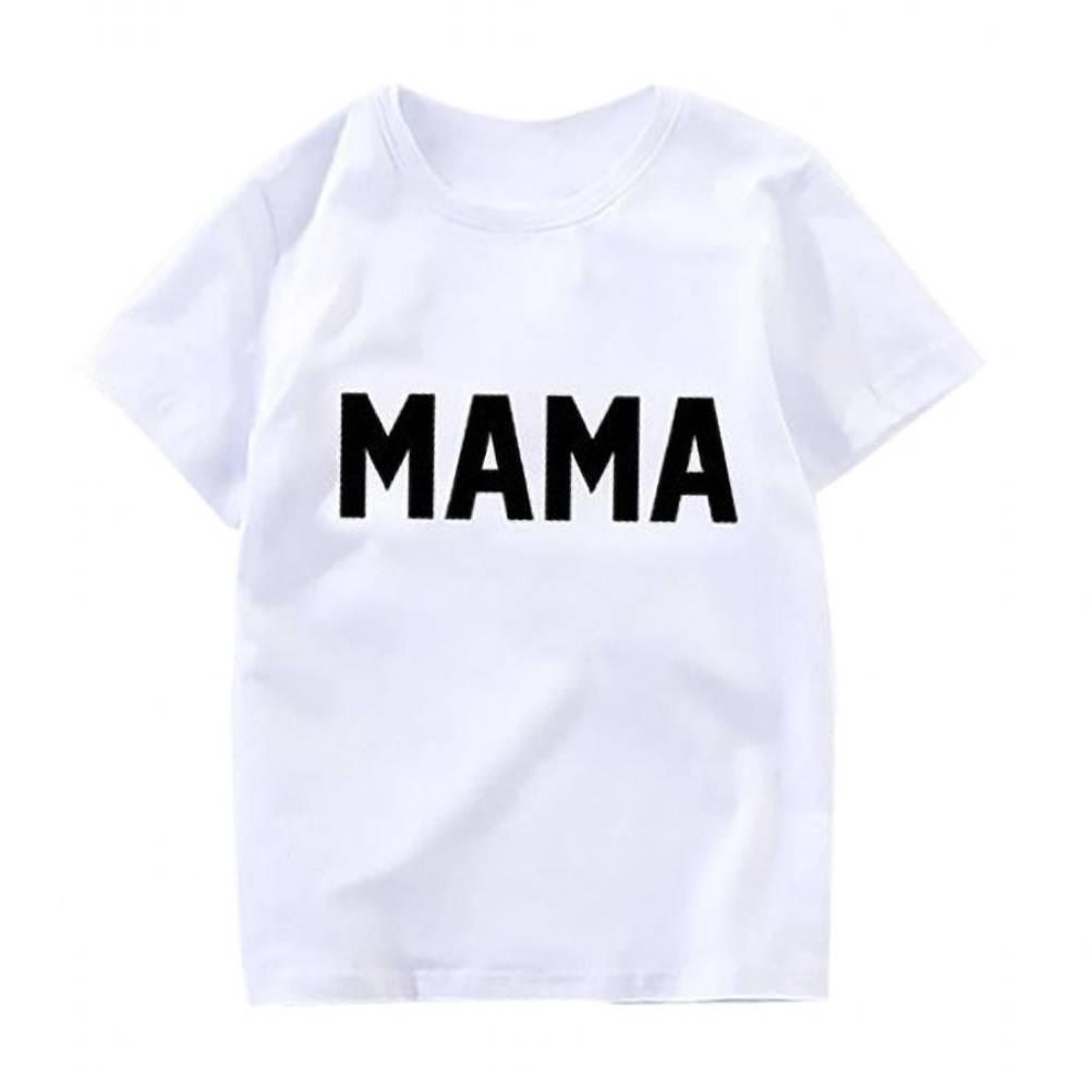 COTTNBABY Letter Print Cuter Version of Dad Mama White T-shirt - PrettyKid