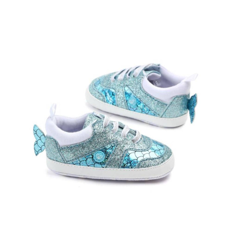 COTTNBABY Fish Tail Trim Sparkle Baby Crib Shoes - PrettyKid