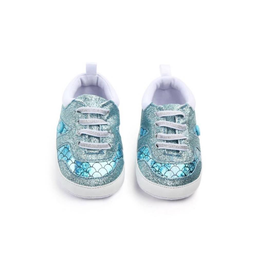 COTTNBABY Fish Tail Trim Sparkle Baby Crib Shoes - PrettyKid