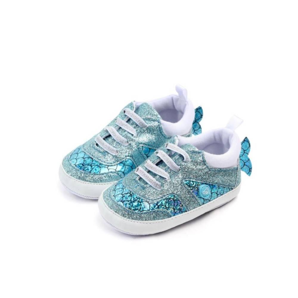 COTTNBABY Fish Tail Trim Sparkle Baby Crib Shoes - PrettyKid