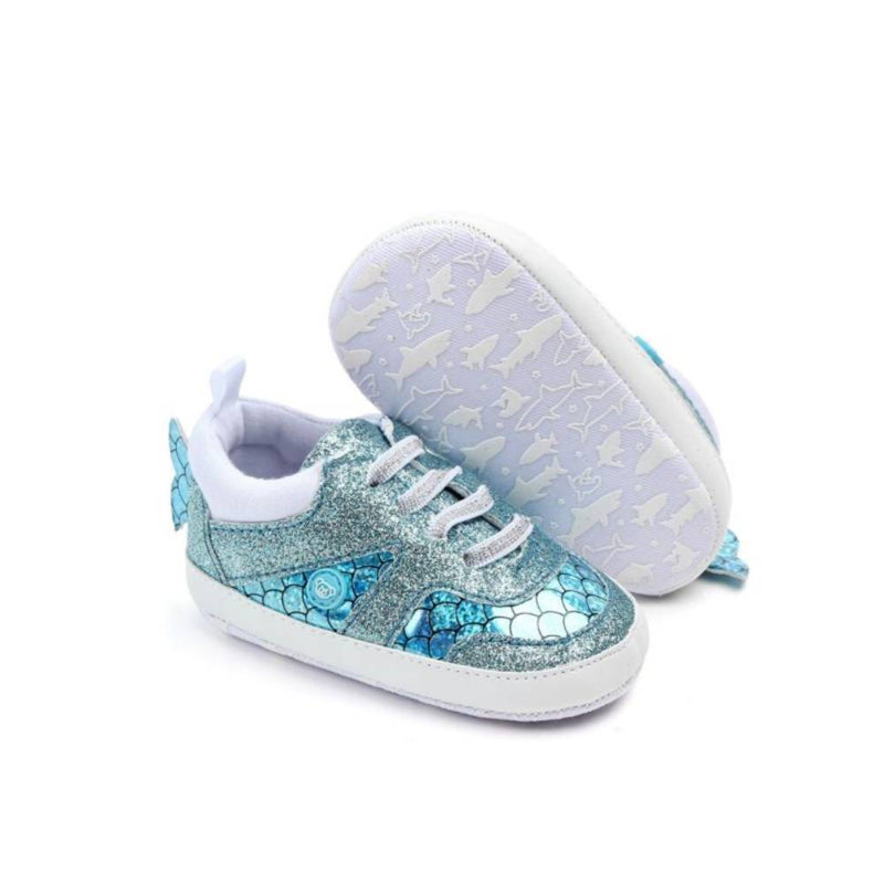 COTTNBABY Fish Tail Trim Sparkle Baby Crib Shoes - PrettyKid