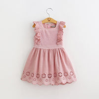 Sweet Pure Cotton Hollow Out Waistcoat Dress - PrettyKid