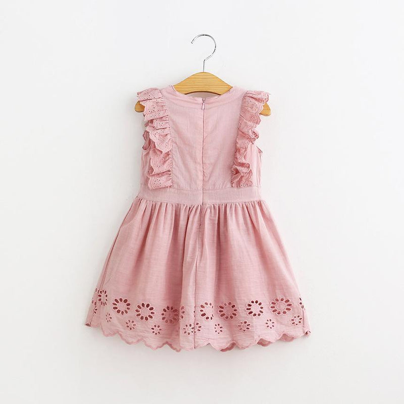 Sweet Pure Cotton Hollow Out Waistcoat Dress - PrettyKid