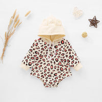 Baby Boys Girls Leopard Hoodie Long Sleeve Jumpsuit - PrettyKid