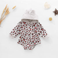 Baby Boys Girls Leopard Hoodie Long Sleeve Jumpsuit - PrettyKid