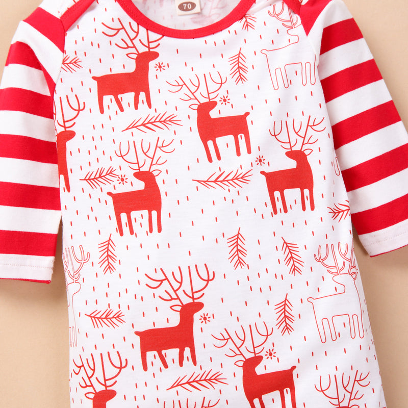 Baby Boys Christmas Deer Printed Romper Baby Clothing Wholesale - PrettyKid