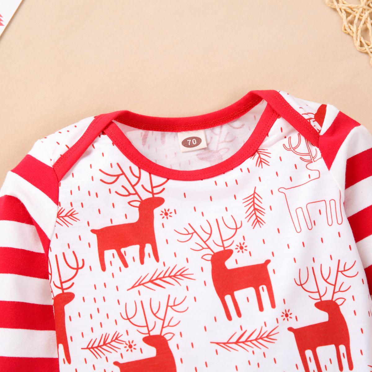 Baby Boys Christmas Deer Printed Romper Baby Clothing Wholesale - PrettyKid