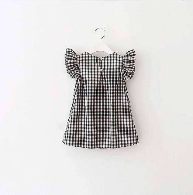 Toddler Girls Plaid Fly Sleeve Dress - PrettyKid