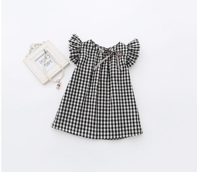 Toddler Girls Plaid Fly Sleeve Dress - PrettyKid