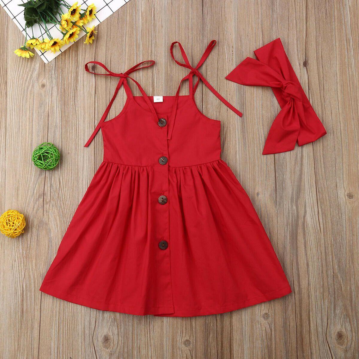 Toddler Girl Solid Color Suspender Dress & Headband - PrettyKid