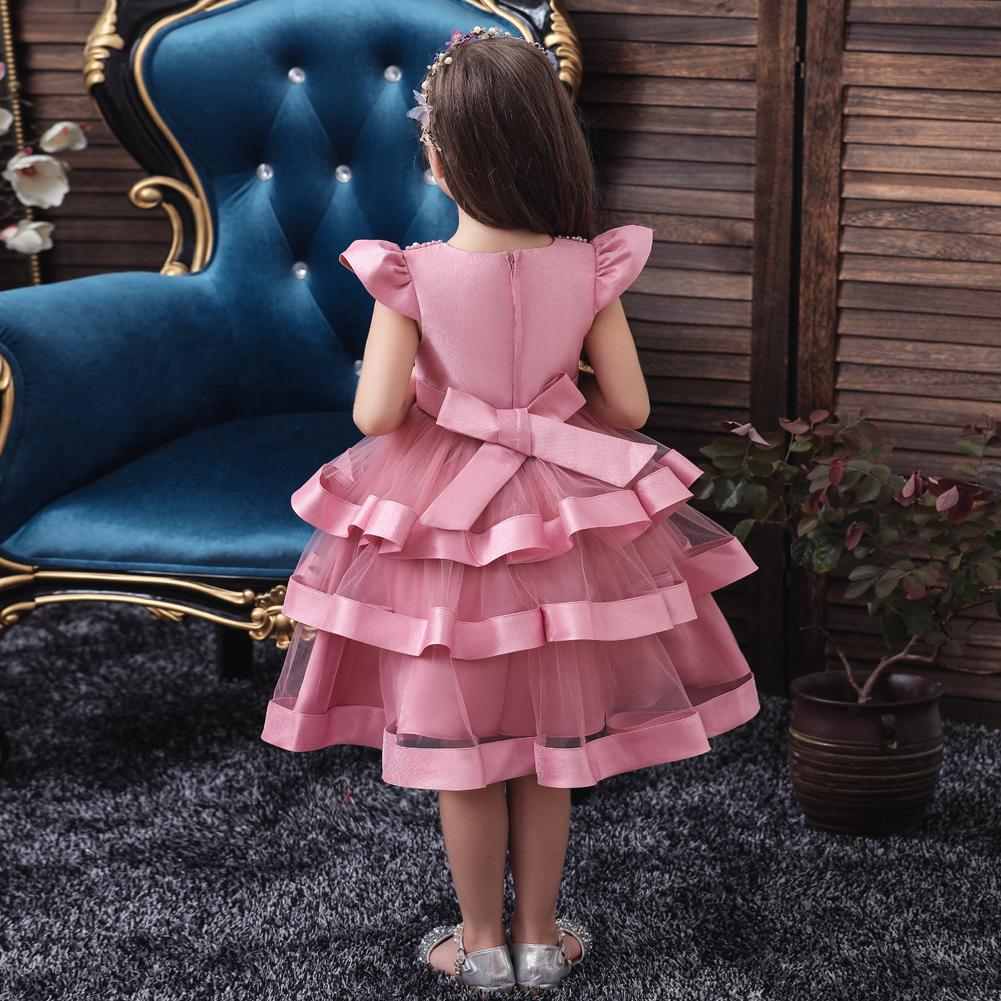 Girl Princess Flying Sleeves Performance Dress - PrettyKid