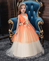 Girls Prom Dress Long Princess Tutu Skirt Children Performance Clothes - PrettyKid