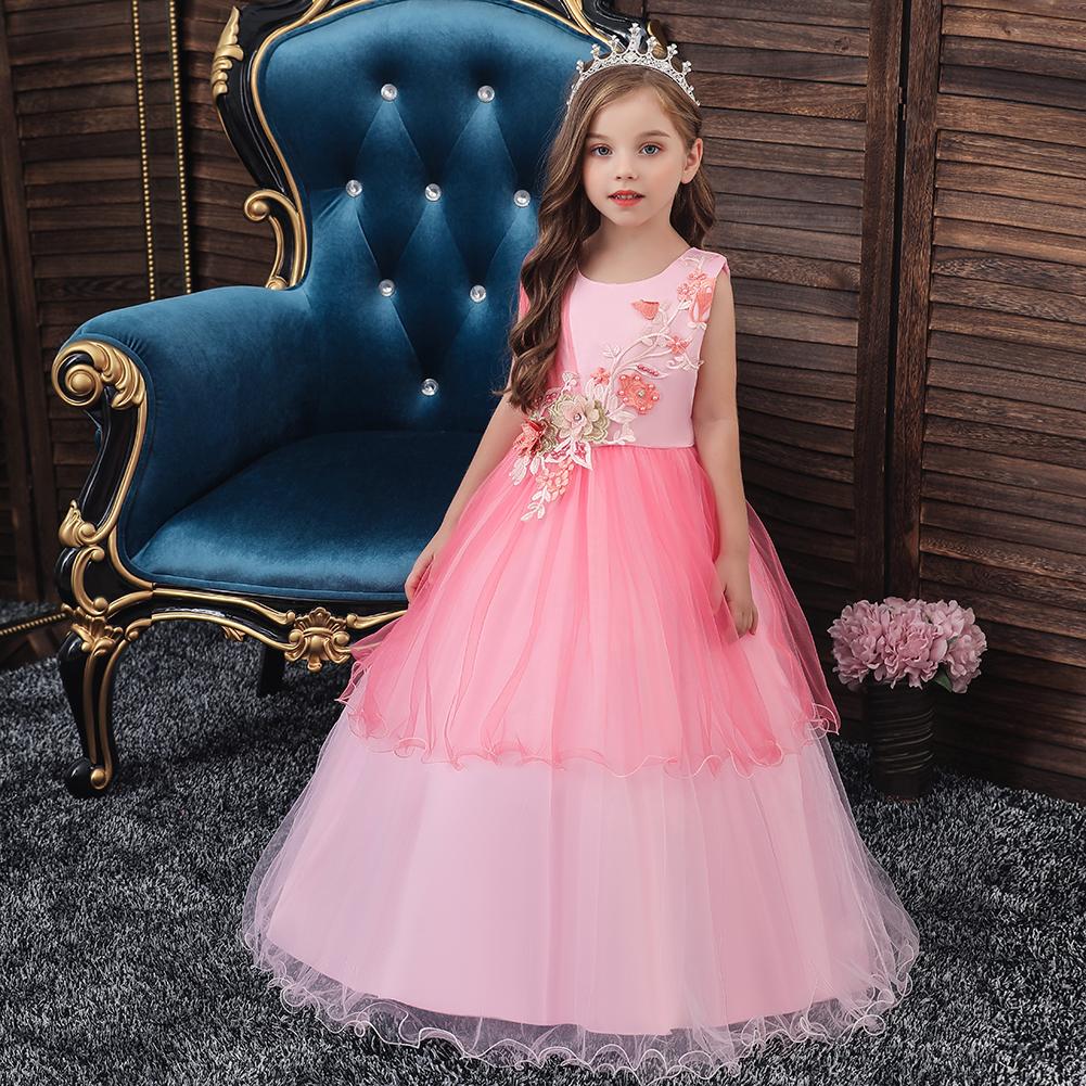 Girls Prom Dress Long Princess Tutu Skirt Children Performance Clothes - PrettyKid