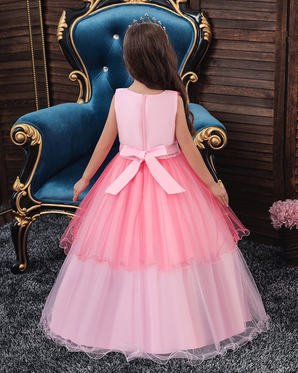 Girls Prom Dress Long Princess Tutu Skirt Children Performance Clothes - PrettyKid