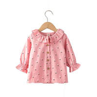 Toddler Kids Girls Solid Star Printed Baby Collar Flare Sleeve Shirt Top - PrettyKid