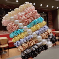 Girl 10pcs Pearl Decor Hair Ropes - PrettyKid