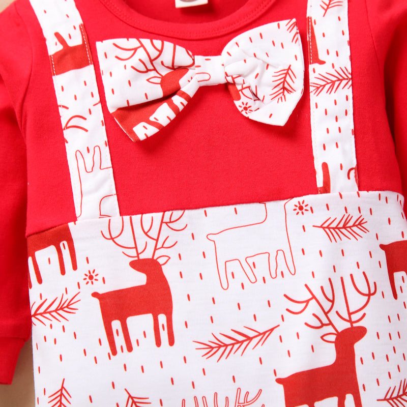 Baby Boys Christmas Dress Elk Jumpsuit Hat Little Gentleman Suit - PrettyKid