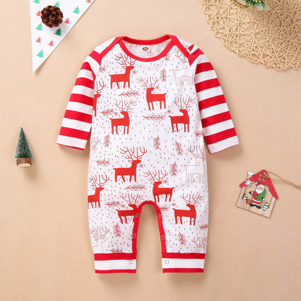 Baby Boys Christmas Deer Printed Romper Baby Clothing Wholesale - PrettyKid