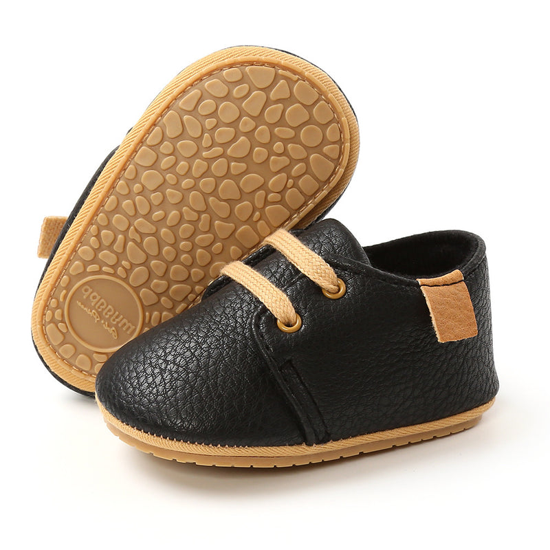 Baby Unisex Lace Up PU Non-Slip Flat Wholesale Infant Shoes - PrettyKid