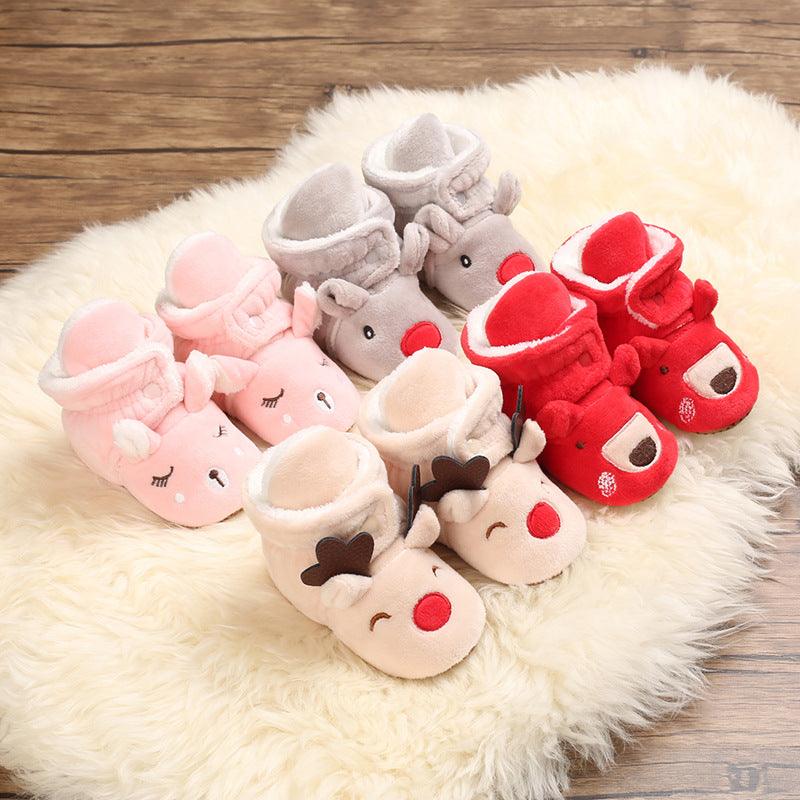 Baby Boys Girls Autumn Winter Cute Cartoon Animal Soft Soled Warm Walking Shoes - PrettyKid