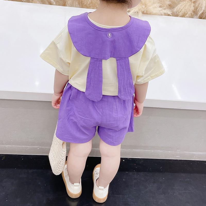 Toddler Girl Rabbit Lapel Top & Shorts - PrettyKid