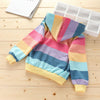 Toddler Kids Girls' Rainbow Striped Hooded Sweatshirt Cardigan Coat - PrettyKid