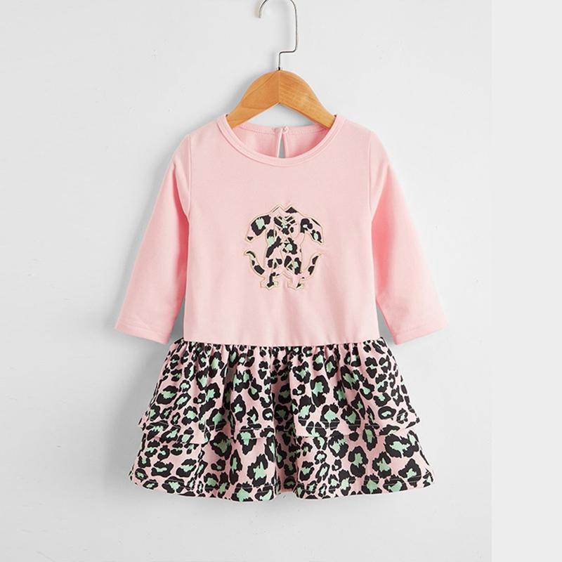 Leopard Print Long-sleeve Dress - PrettyKid