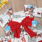 Toddler kids girls' Christmas cartoon print short sleeve dress - PrettyKid