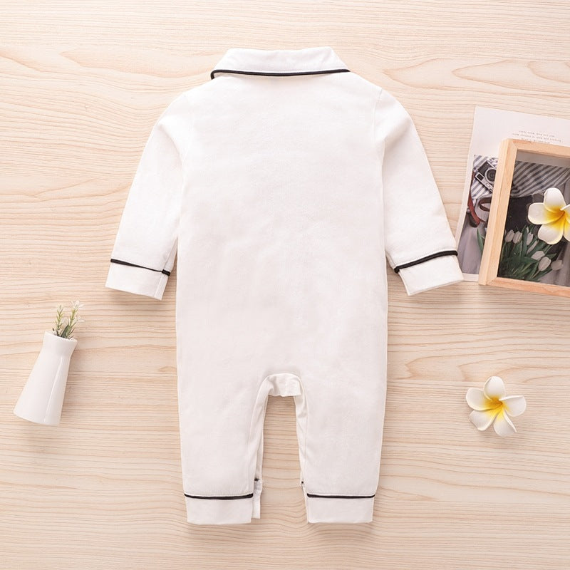 Baby Boys Girls Solid Color Long-sleeved Jumpsuit Home Service - PrettyKid