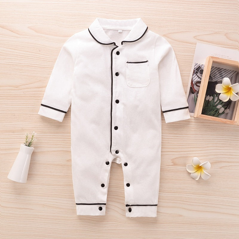 Baby Boys Girls Solid Color Long-sleeved Jumpsuit Home Service - PrettyKid