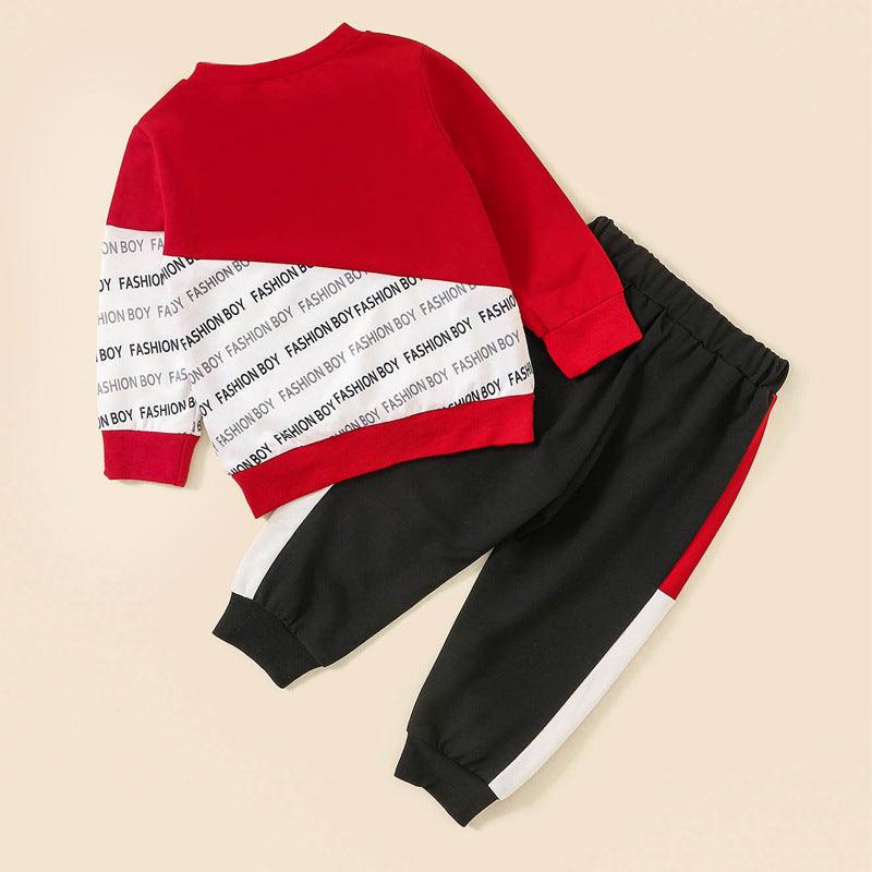 Toddler Kids Boys Solid Fashion Boy Lettered Long Sleeve Set - PrettyKid