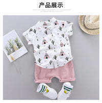 New Boys' Short-Sleeved Print Short-sleeve Shirt and Pants Set Wholesale - PrettyKid