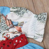 Toddler kids girls' Christmas cartoon print short sleeve dress - PrettyKid