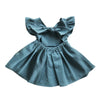 New Girls' Dresses Baby Cotton Linen Solid Color Child Dress Bow Princess Dress - PrettyKid