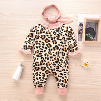 Infant Long Sleeve Leopard Lace Jumpsuit Trendy Baby Clothes Wholesale - PrettyKid