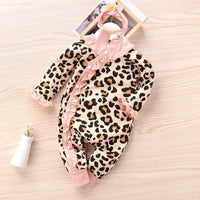 Infant Long Sleeve Leopard Lace Jumpsuit Trendy Baby Clothes Wholesale - PrettyKid