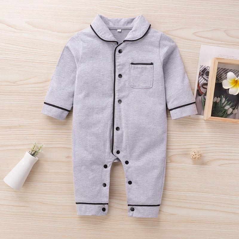 Baby Boys Girls Solid Color Long-sleeved Jumpsuit Home Service - PrettyKid