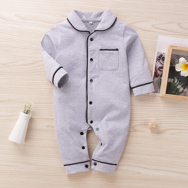 Baby Boys Girls Solid Color Long-sleeved Jumpsuit Home Service - PrettyKid