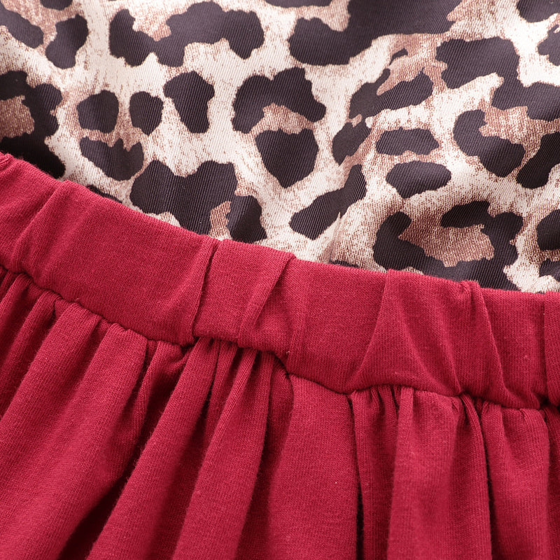 Toddler kids girls' leopard print horn long sleeved dress - PrettyKid